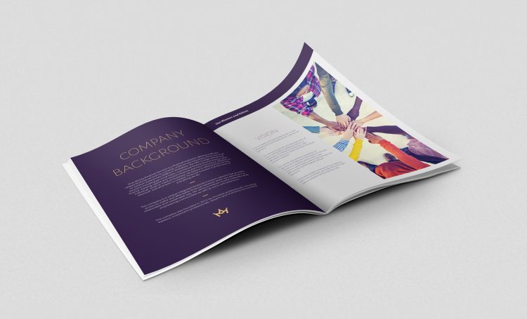 Corporate branded brochure inside pages by Square One Digital