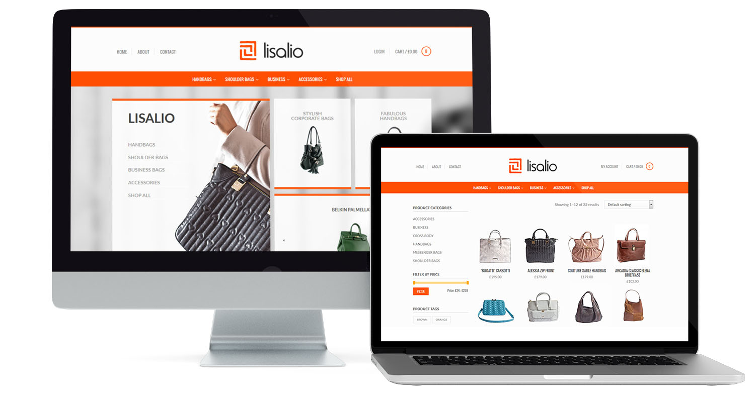 Mockup of the Lisalio e-commerce home page design by Square One Digital
